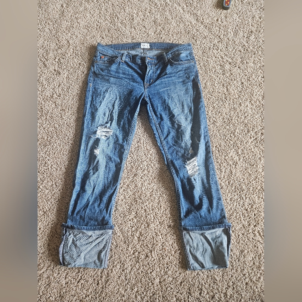 Hudson Distressed Cropped Cuffed Jeans